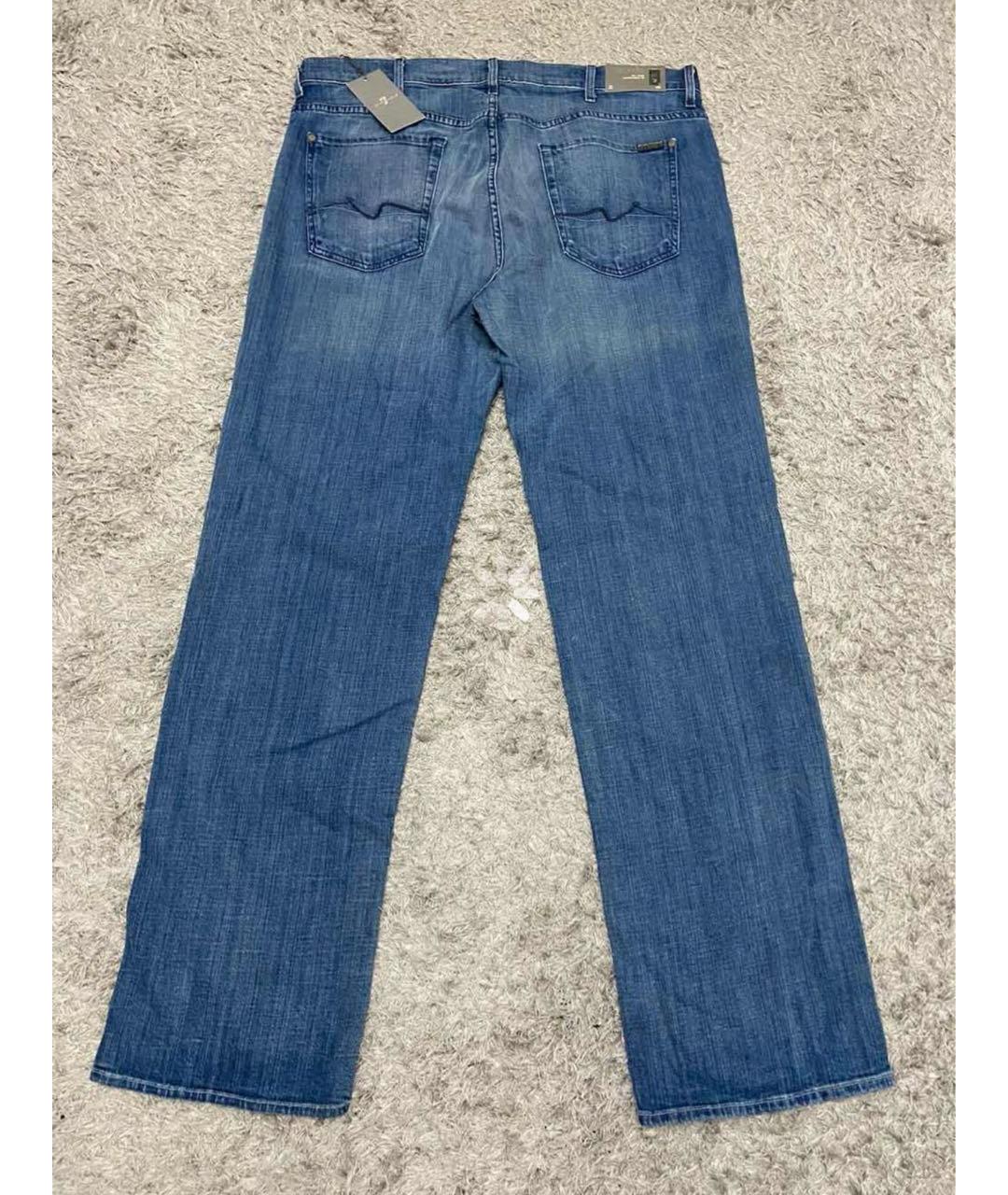 7 FOR ALL MANKIND Синие хлопковые прямые джинсы, фото 2