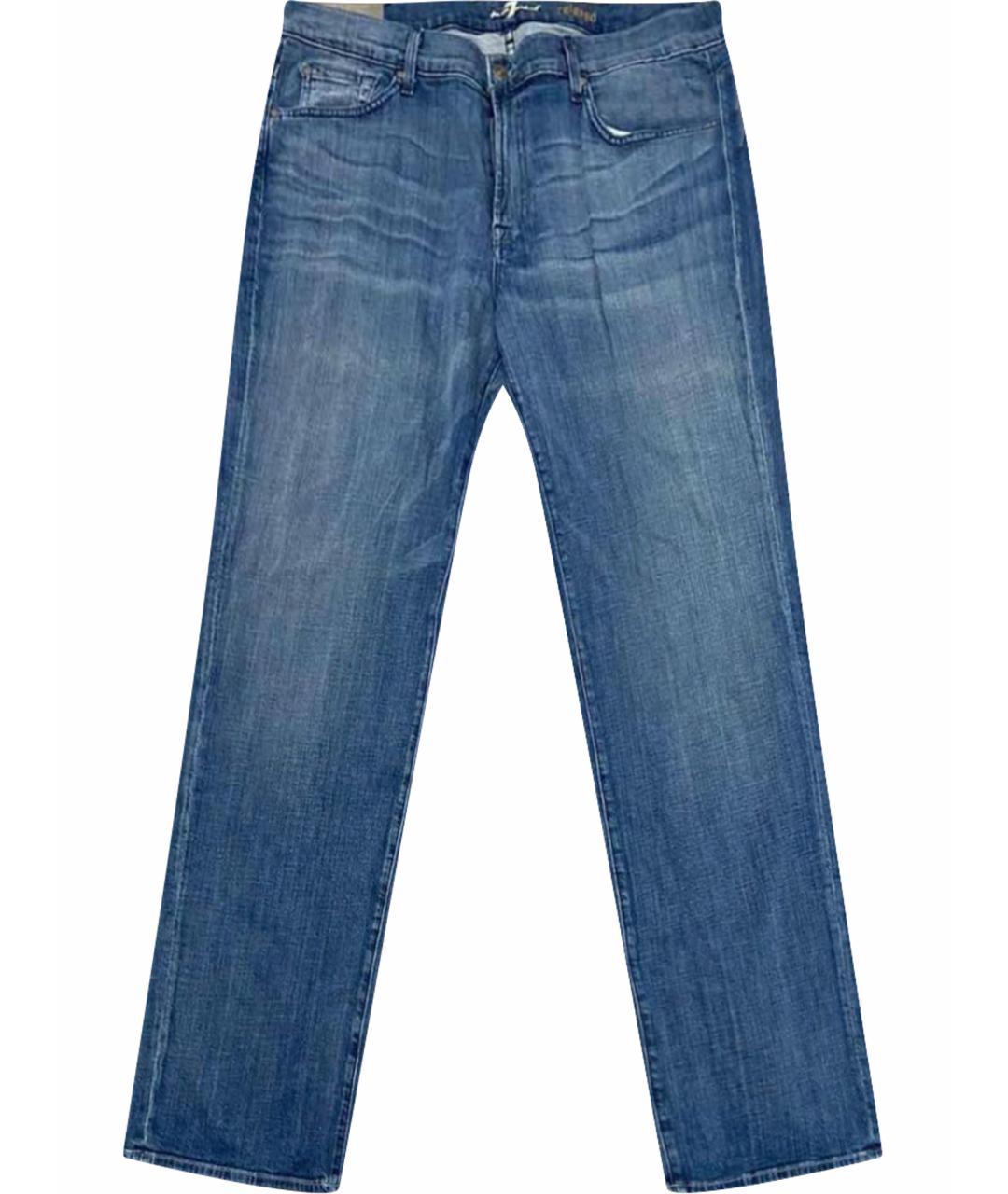 7 FOR ALL MANKIND Синие хлопковые прямые джинсы, фото 1