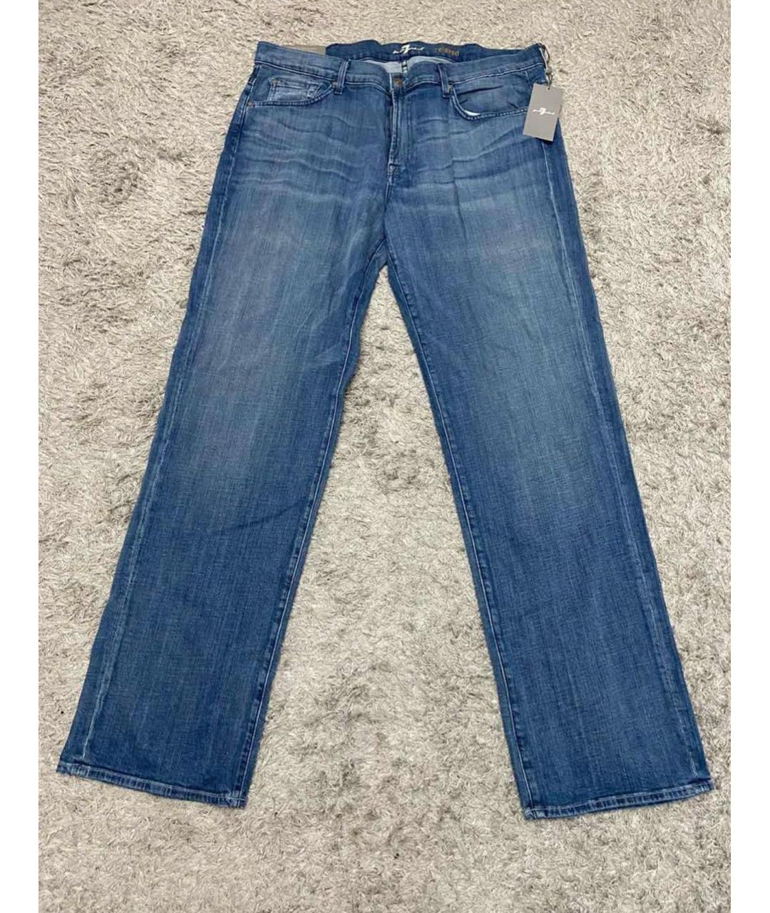 7 FOR ALL MANKIND Синие хлопковые прямые джинсы, фото 8