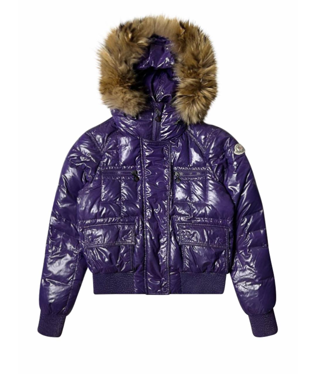 MONCLER Фиолетовый полиэстеровый пуховик, фото 1