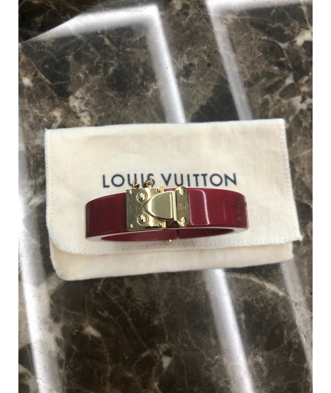 LOUIS VUITTON Бордовый браслет, фото 3