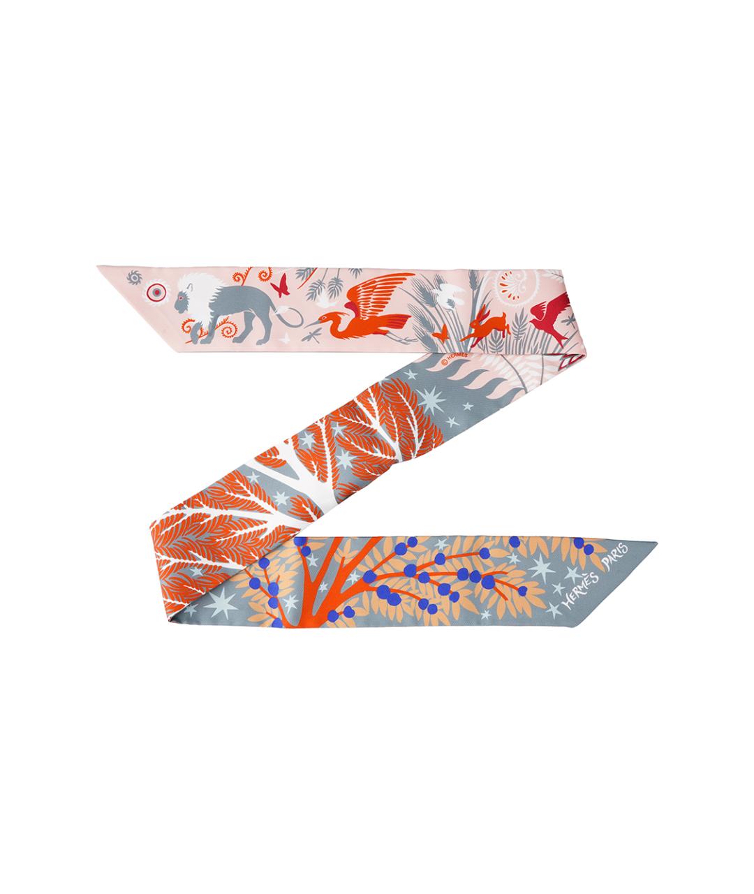 HERMES Оранжевый шелковый шарф, фото 2