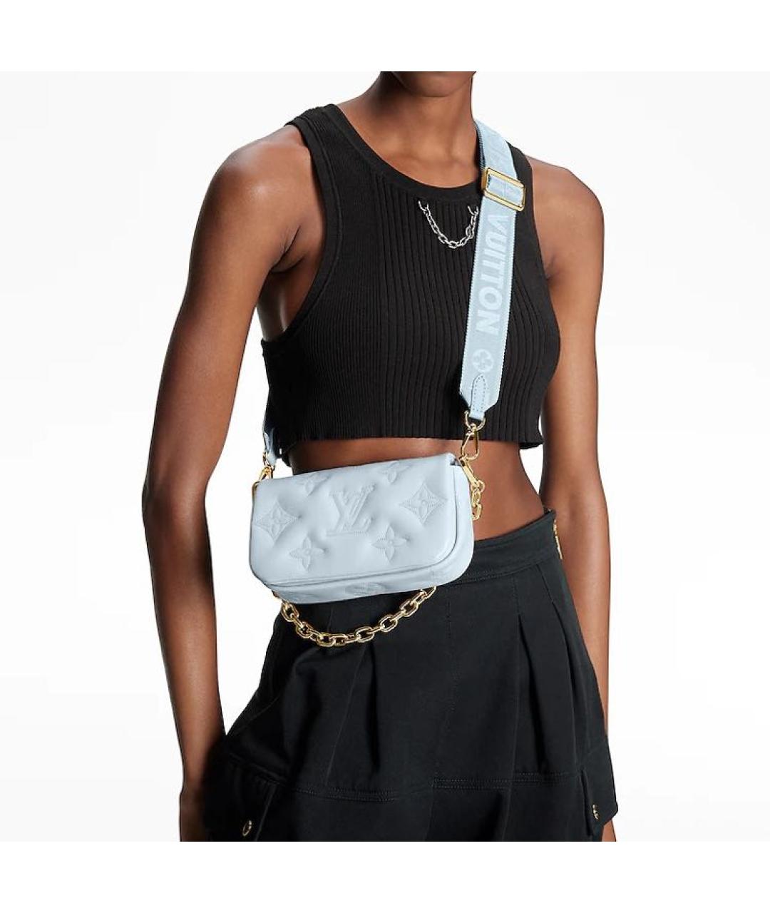 LOUIS VUITTON Голубая кожаная сумка через плечо, фото 5