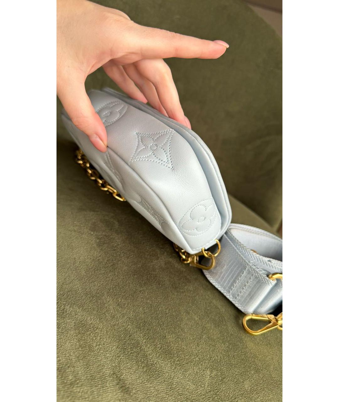 LOUIS VUITTON Голубая кожаная сумка через плечо, фото 7