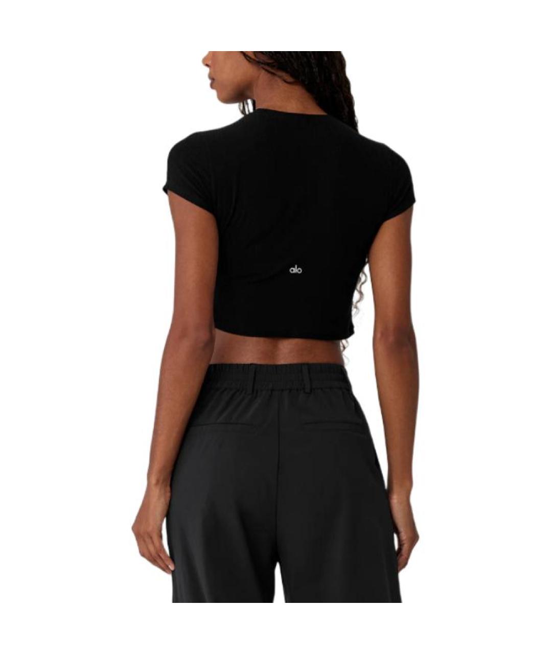ALO YOGA Черная футболка, фото 2