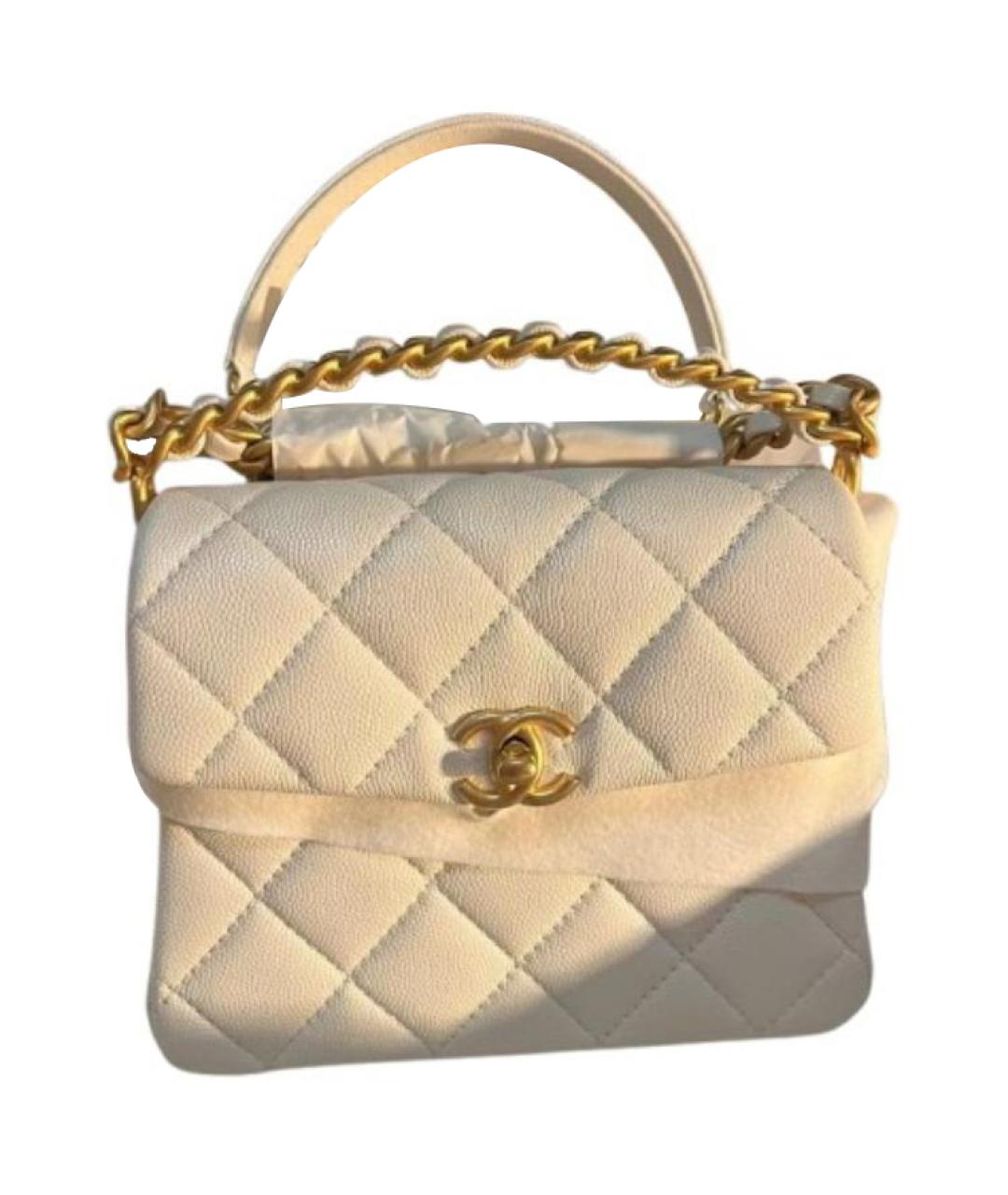 CHANEL Белая кожаная сумка через плечо, фото 1