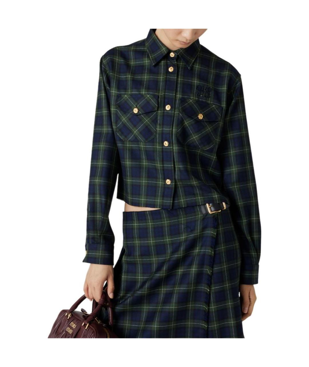 MIU MIU Зеленая хлопковая рубашка, фото 4