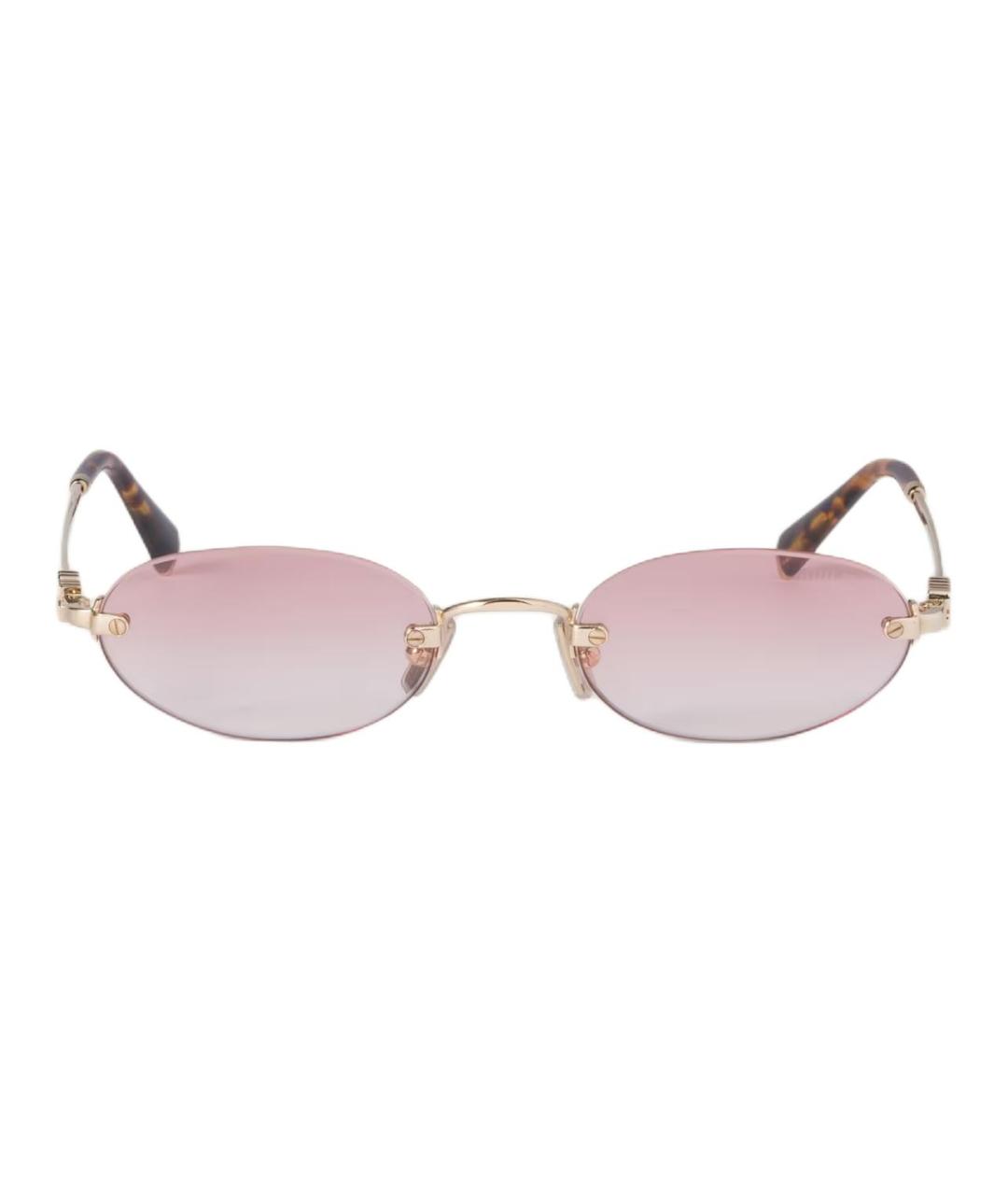 MIU MIU Золотые металлические солнцезащитные очки, фото 2