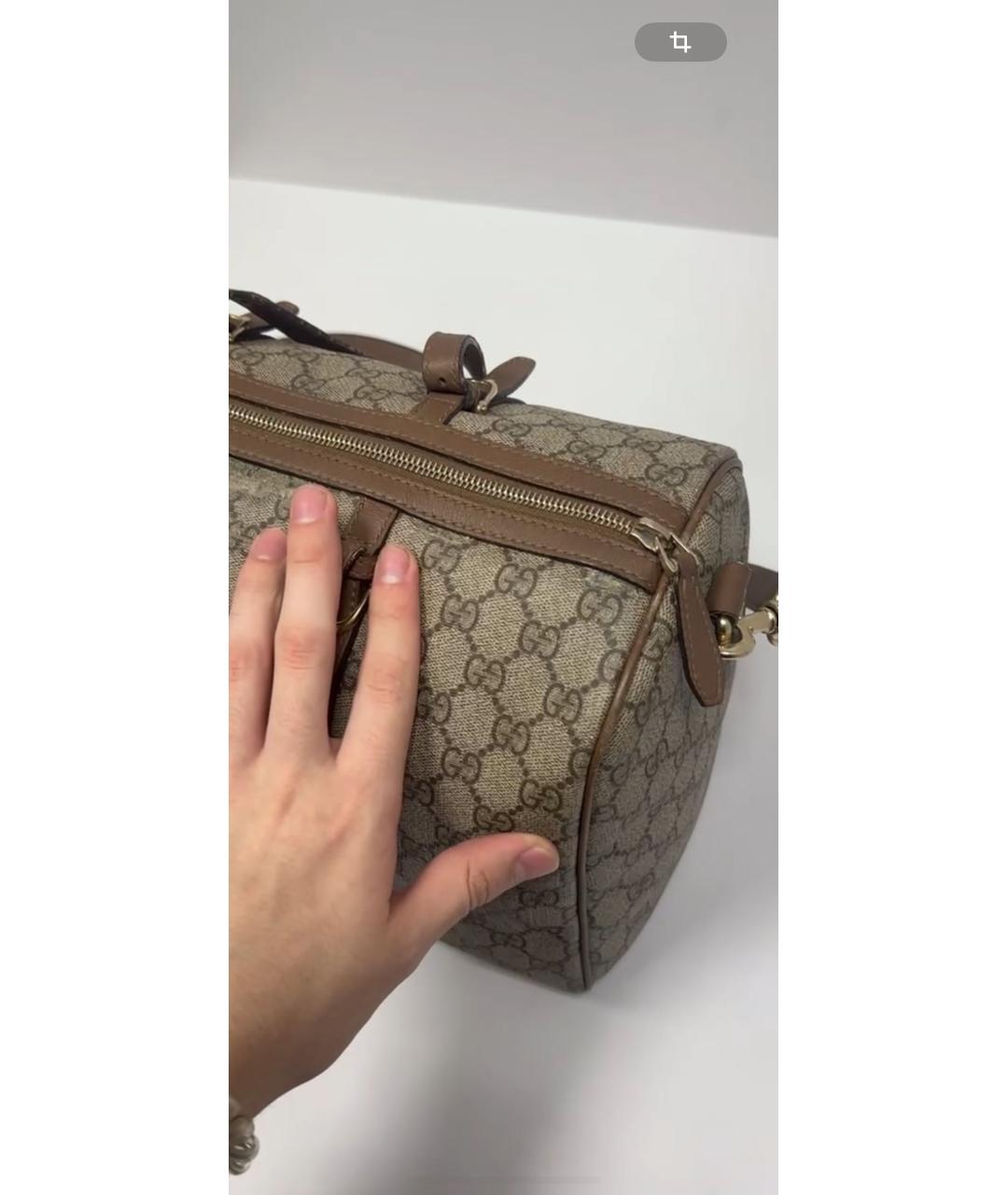 GUCCI Бежевая кожаная дорожная/спортивная сумка, фото 6