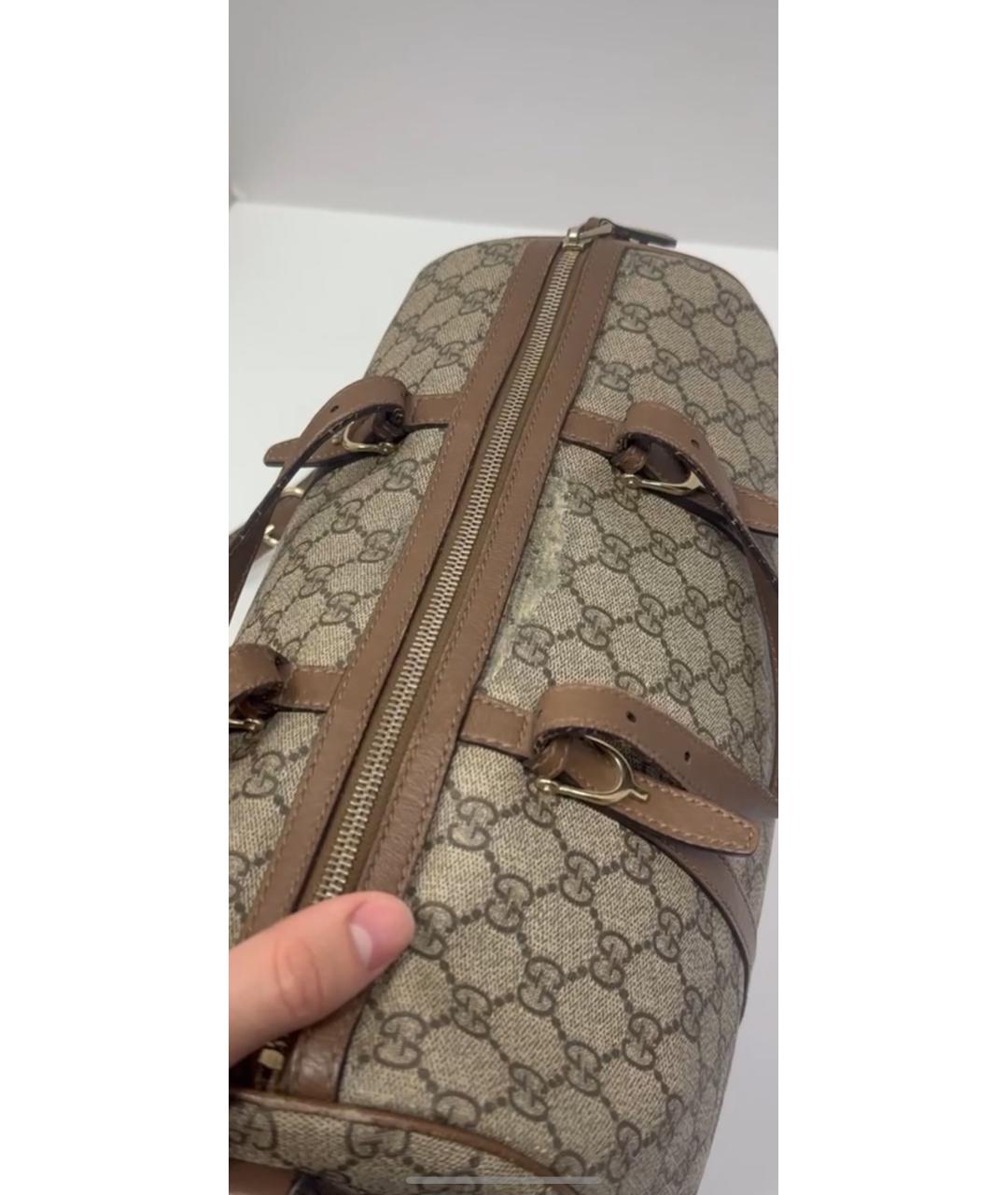 GUCCI Бежевая кожаная дорожная/спортивная сумка, фото 5