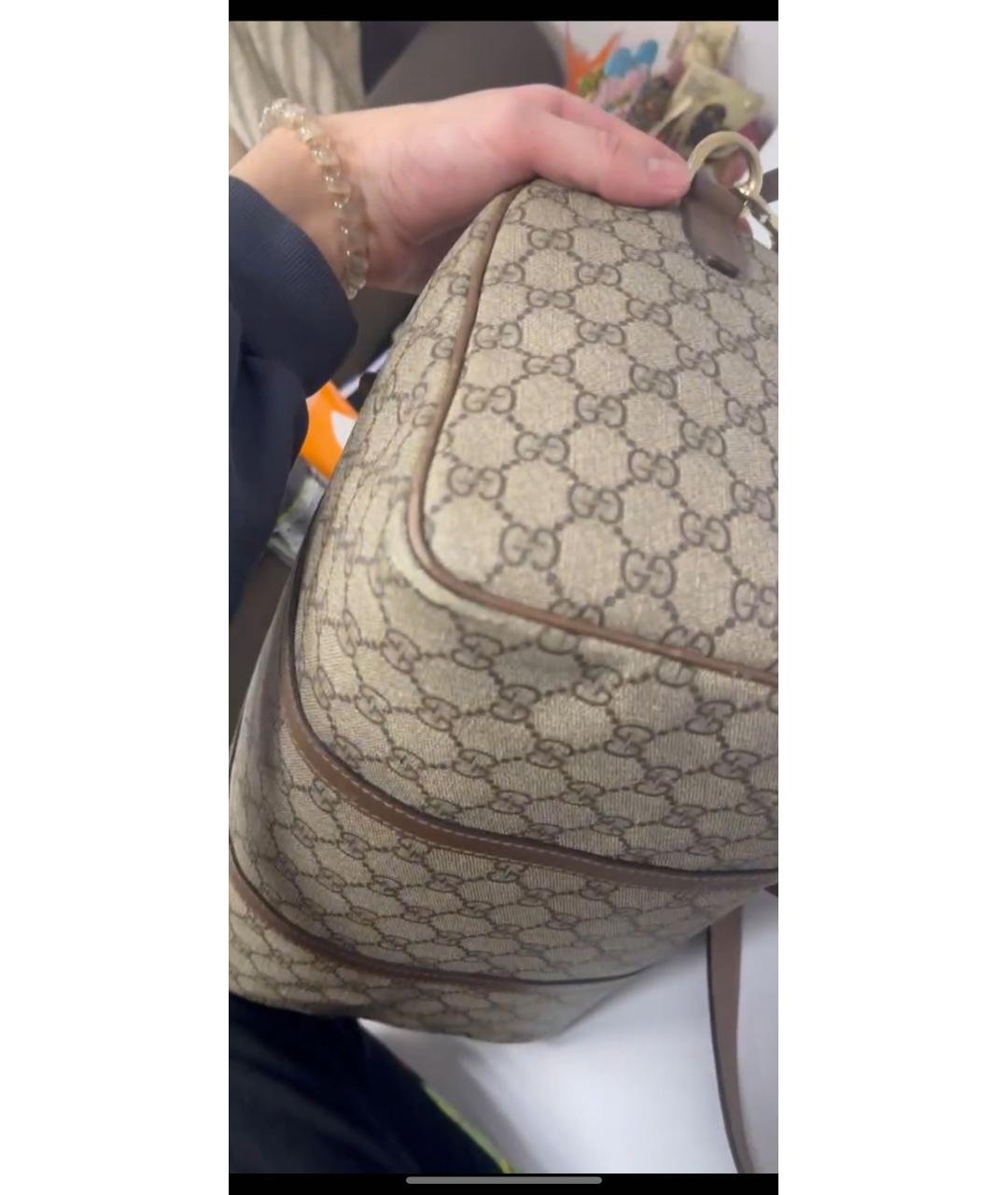 GUCCI Бежевая кожаная дорожная/спортивная сумка, фото 8