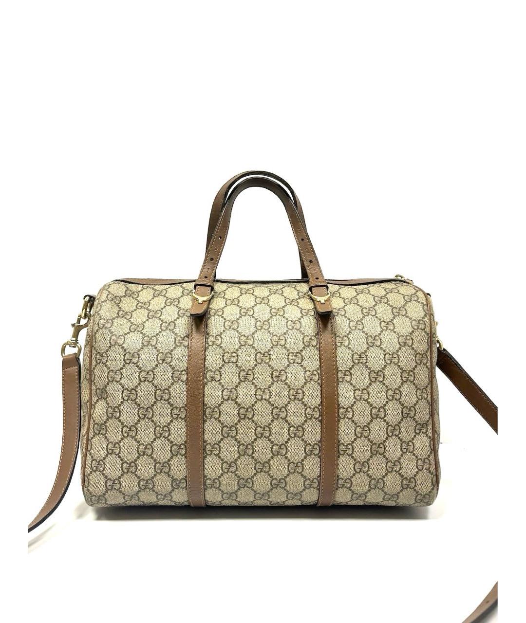 GUCCI Бежевая кожаная дорожная/спортивная сумка, фото 2