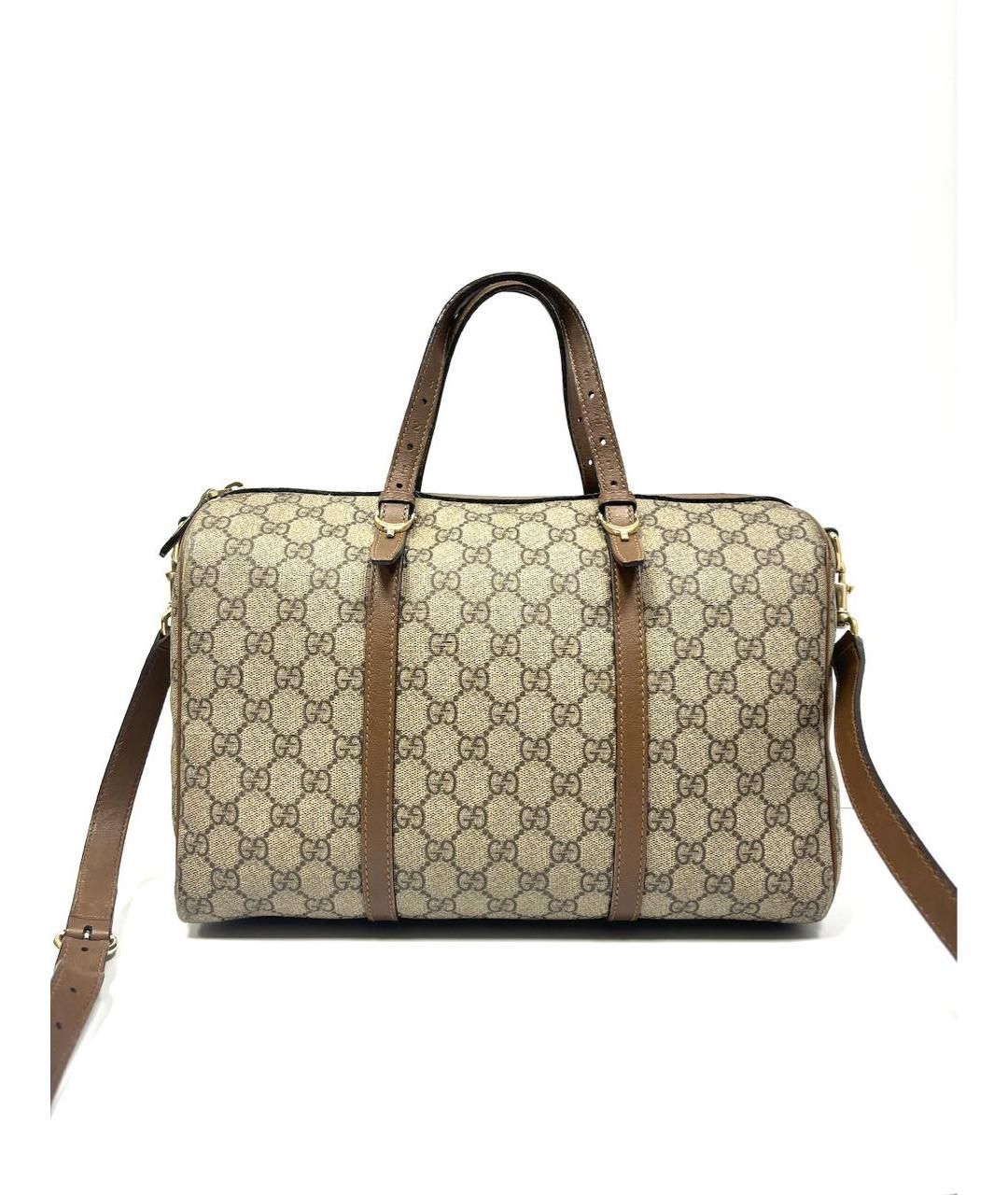 GUCCI Бежевая кожаная дорожная/спортивная сумка, фото 1