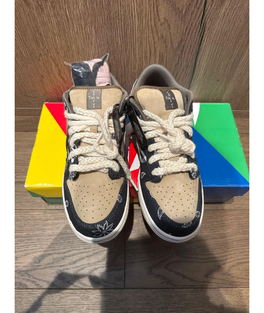NIKE Бежевые кожаные низкие кроссовки / кеды, фото 2