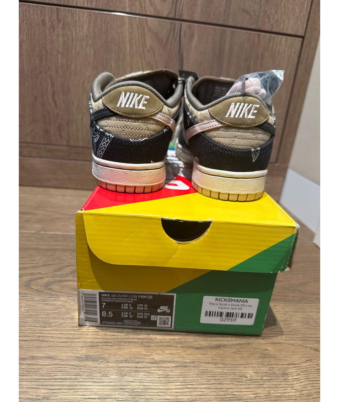 NIKE Бежевые кожаные низкие кроссовки / кеды, фото 4