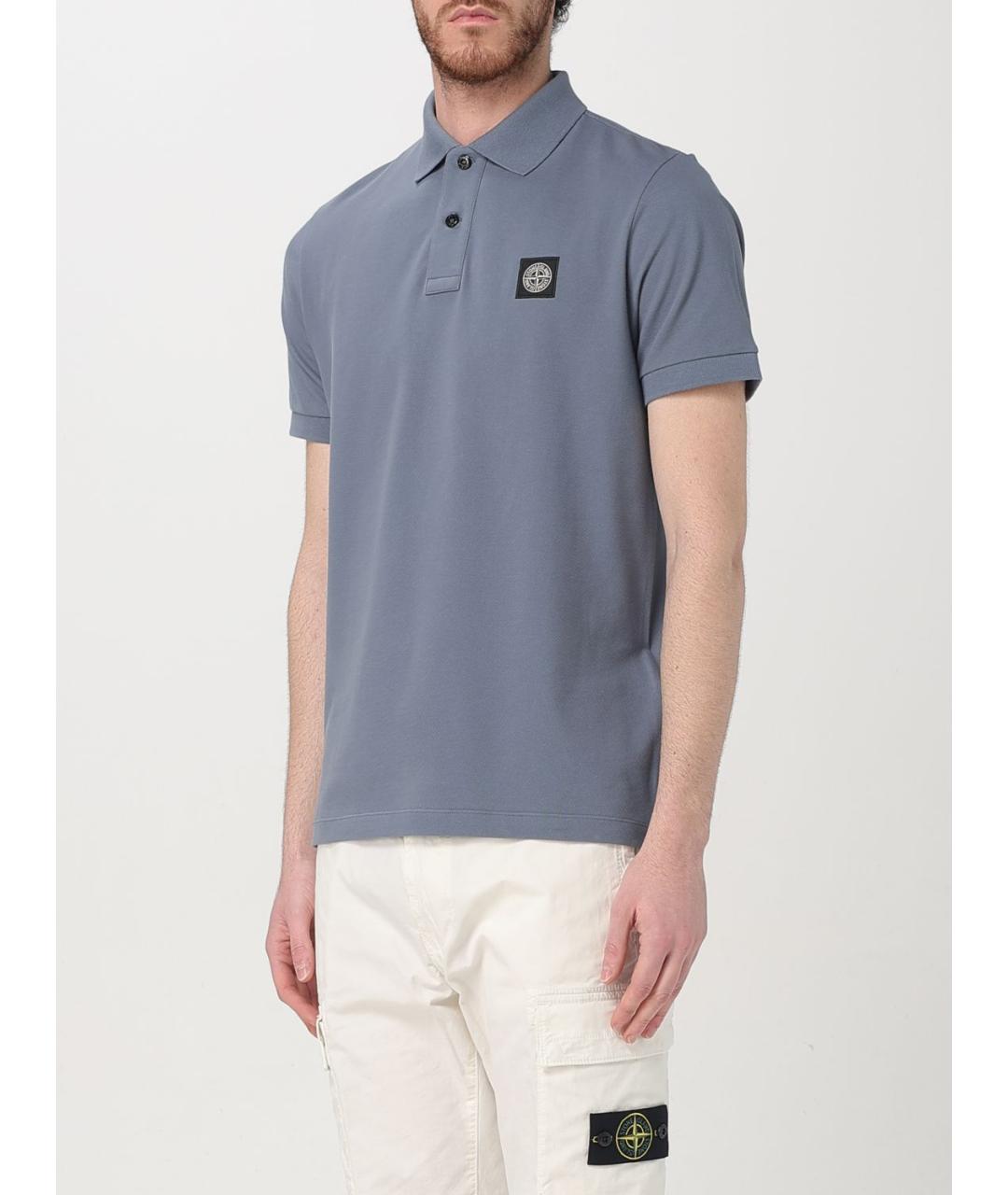 STONE ISLAND Голубое хлопковое поло с коротким рукавом, фото 5