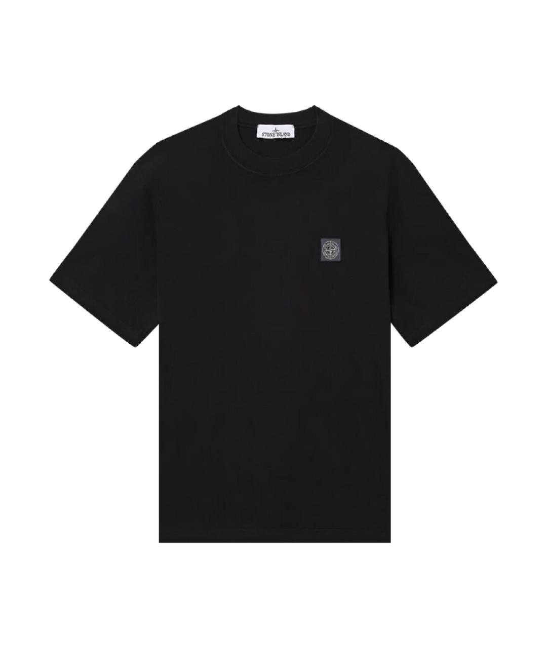 STONE ISLAND Черная хлопковая футболка, фото 1