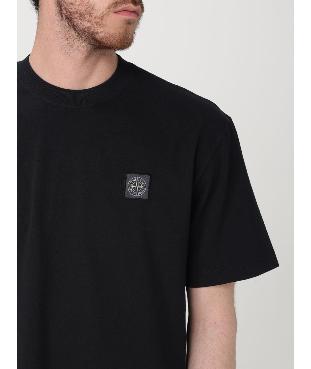 STONE ISLAND Черная хлопковая футболка, фото 6