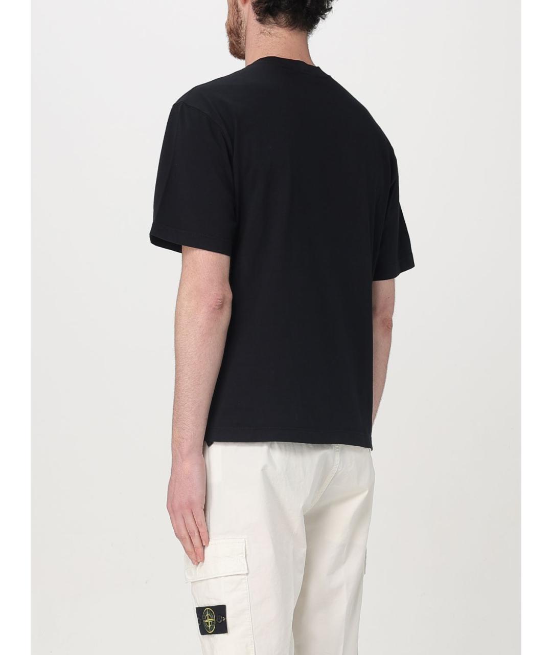 STONE ISLAND Черная хлопковая футболка, фото 4
