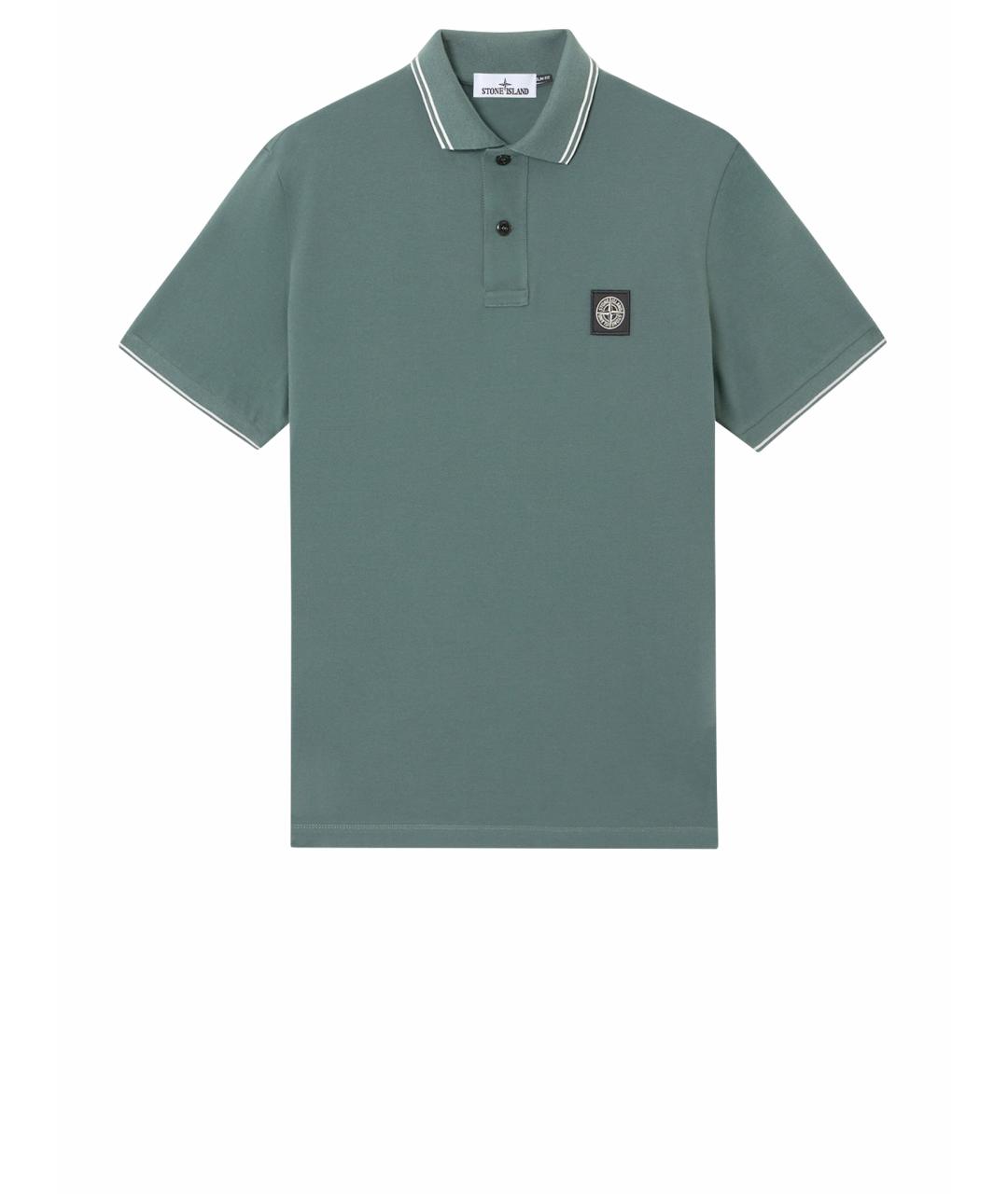 STONE ISLAND Зеленые хлопковое поло с коротким рукавом, фото 1