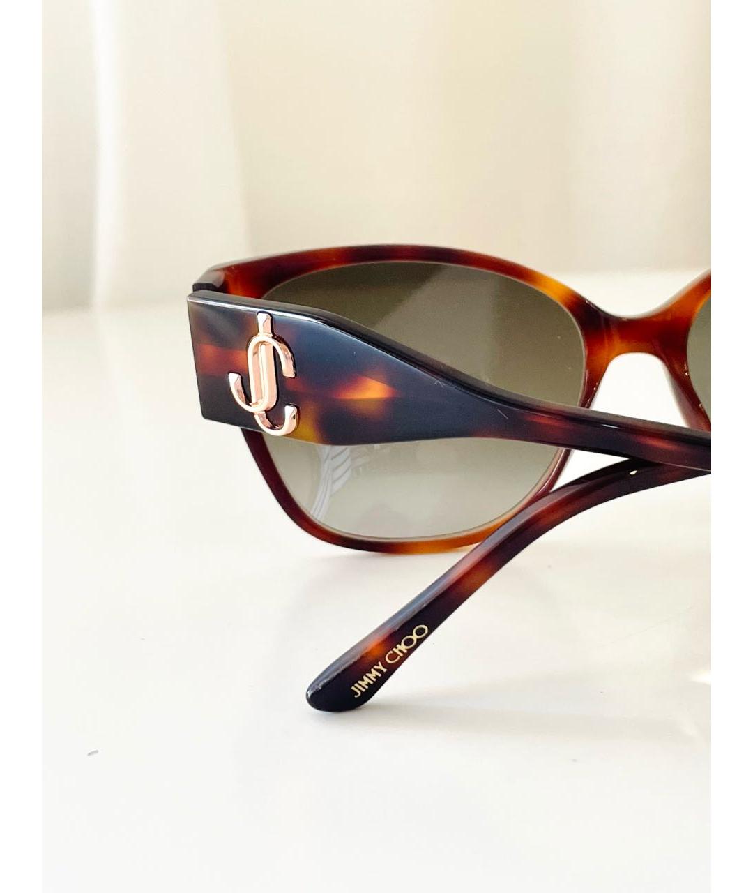 JIMMY CHOO Коричневые пластиковые солнцезащитные очки, фото 4