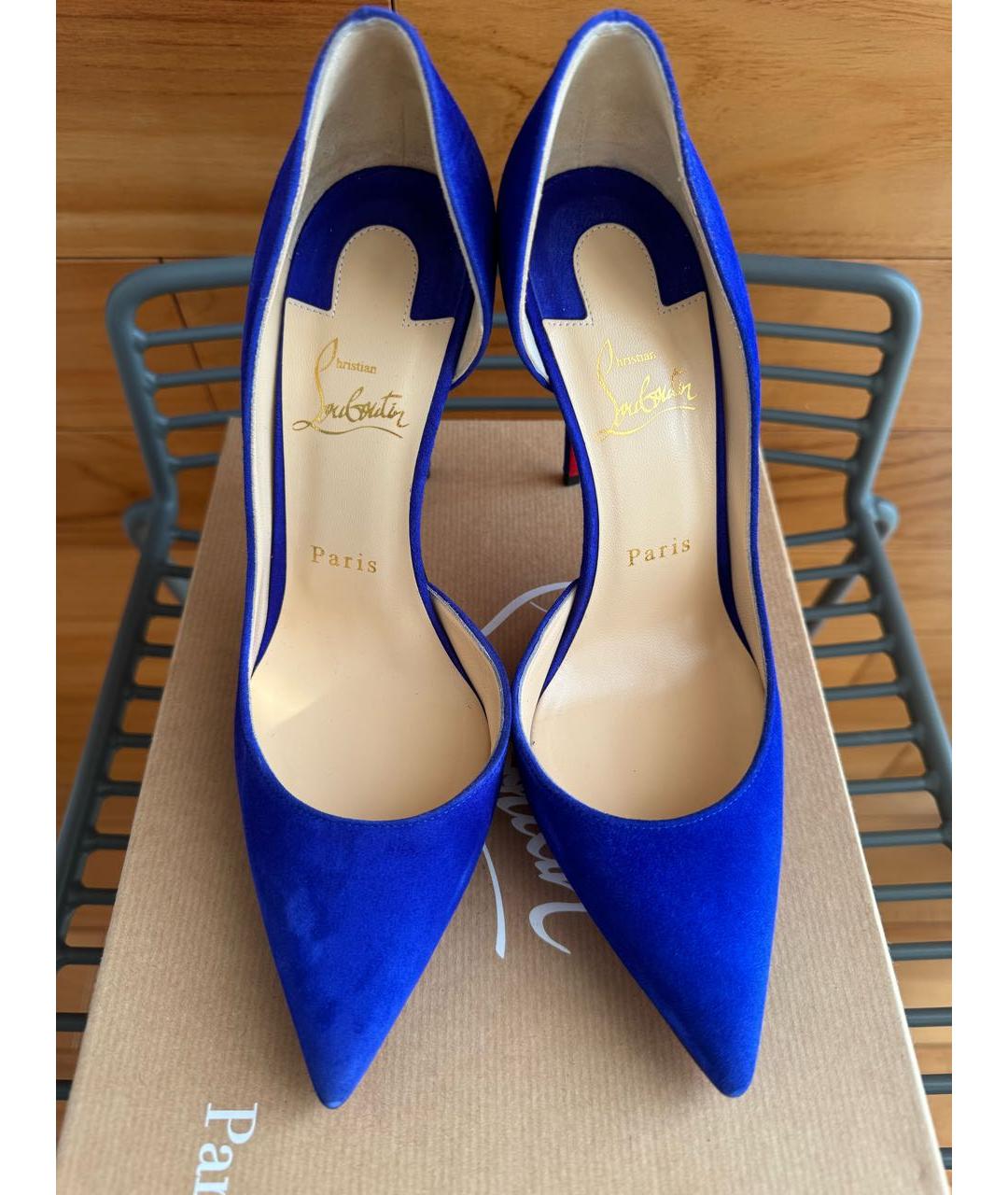 CHRISTIAN LOUBOUTIN Синие замшевые туфли, фото 3