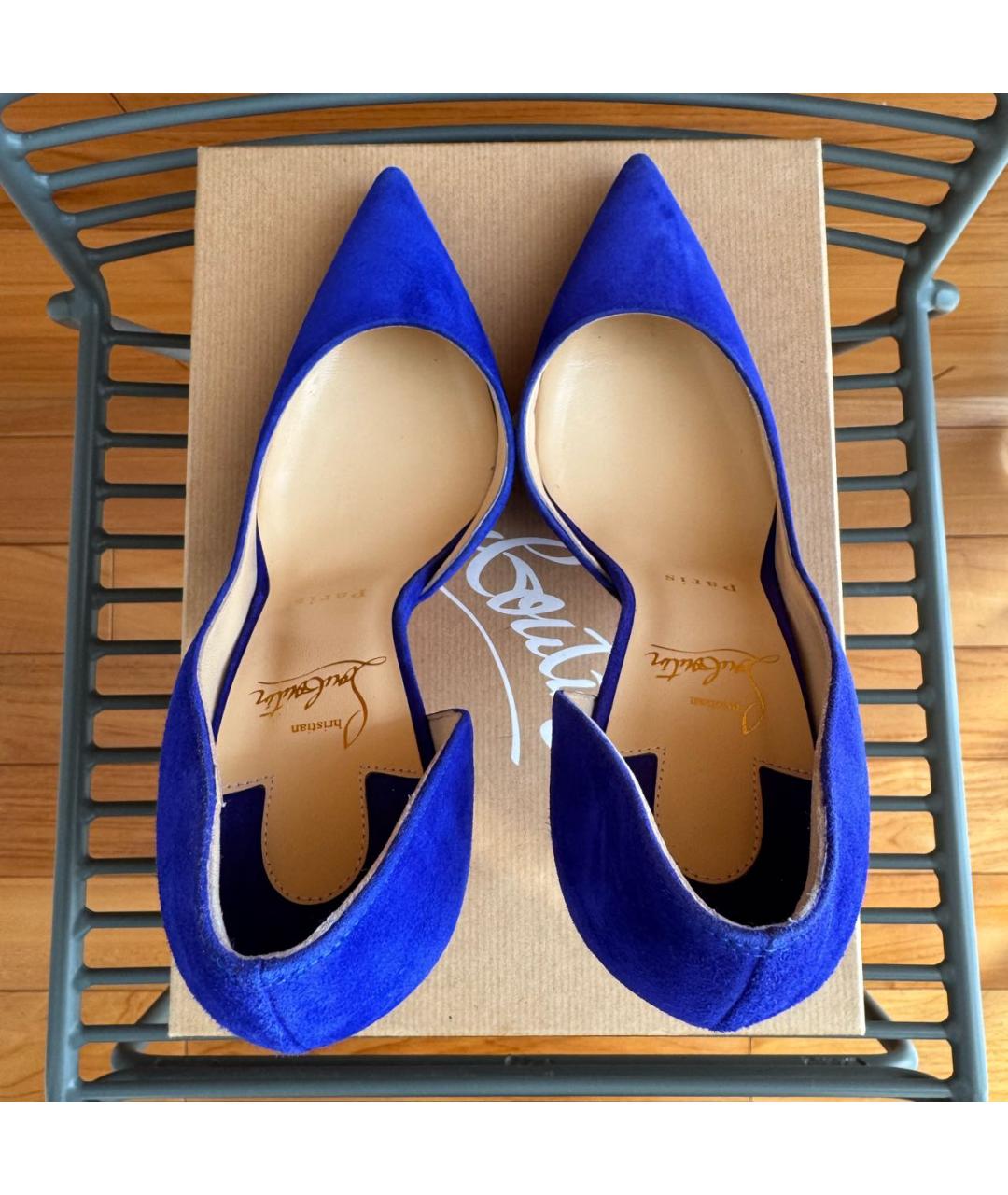 CHRISTIAN LOUBOUTIN Синие замшевые туфли, фото 4