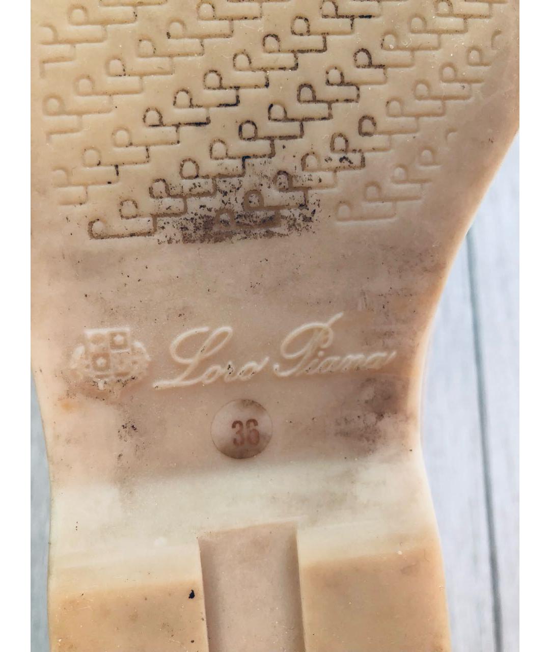 LORO PIANA Бежевые замшевые лоферы, фото 4