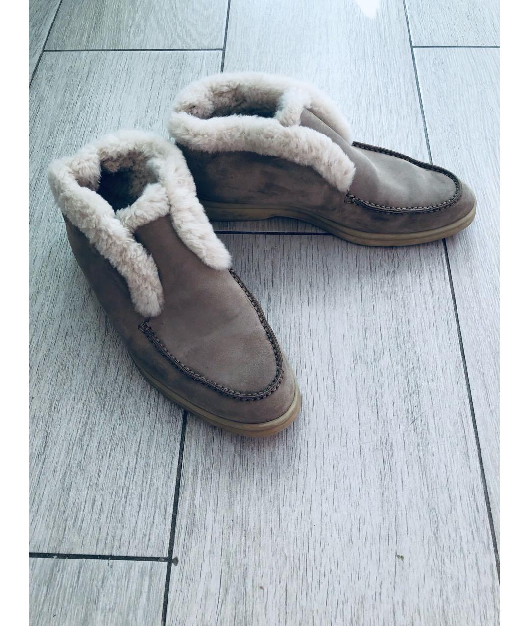 LORO PIANA Бежевые замшевые лоферы, фото 2