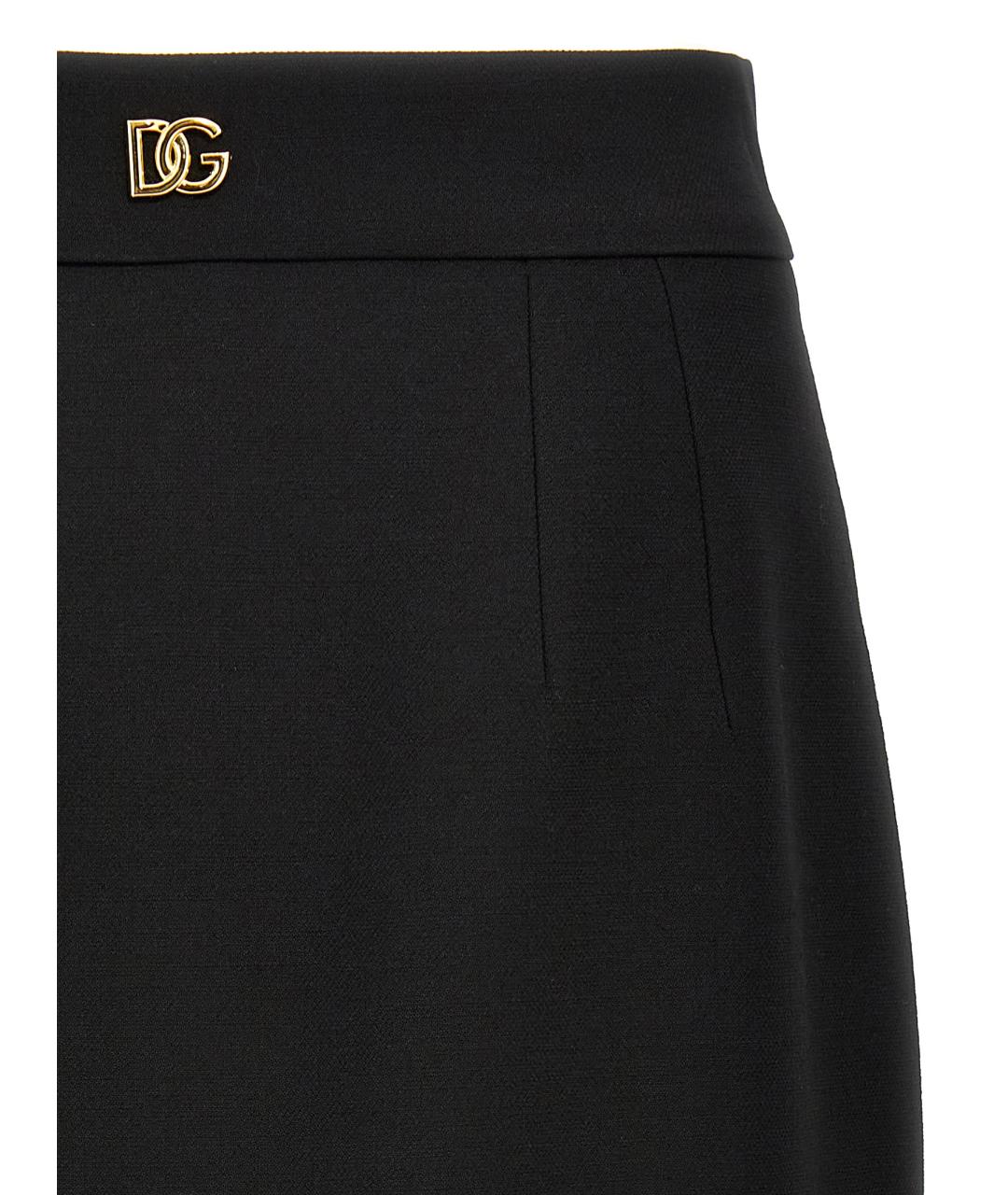 DOLCE&GABBANA Черная шерстяная юбка миди, фото 3