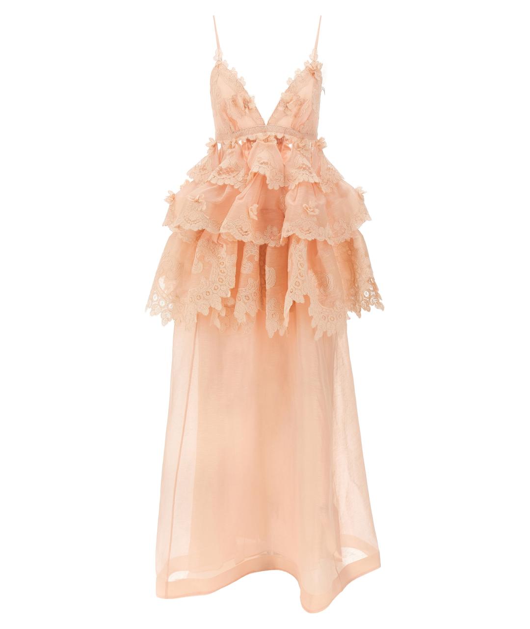 ZIMMERMANN Коралловое льняное коктейльное платье, фото 1
