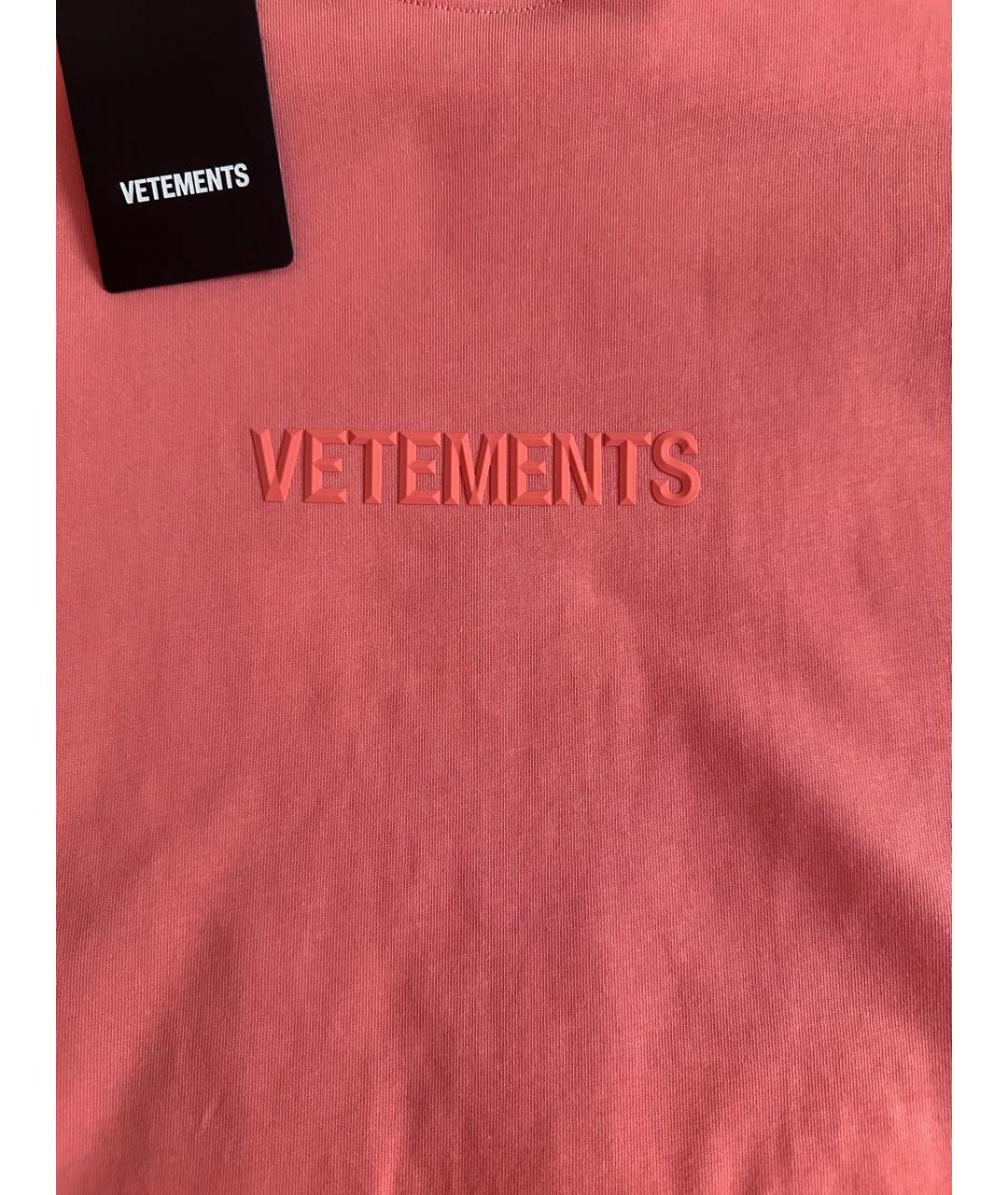 VETEMENTS Коралловая хлопковая футболка, фото 4