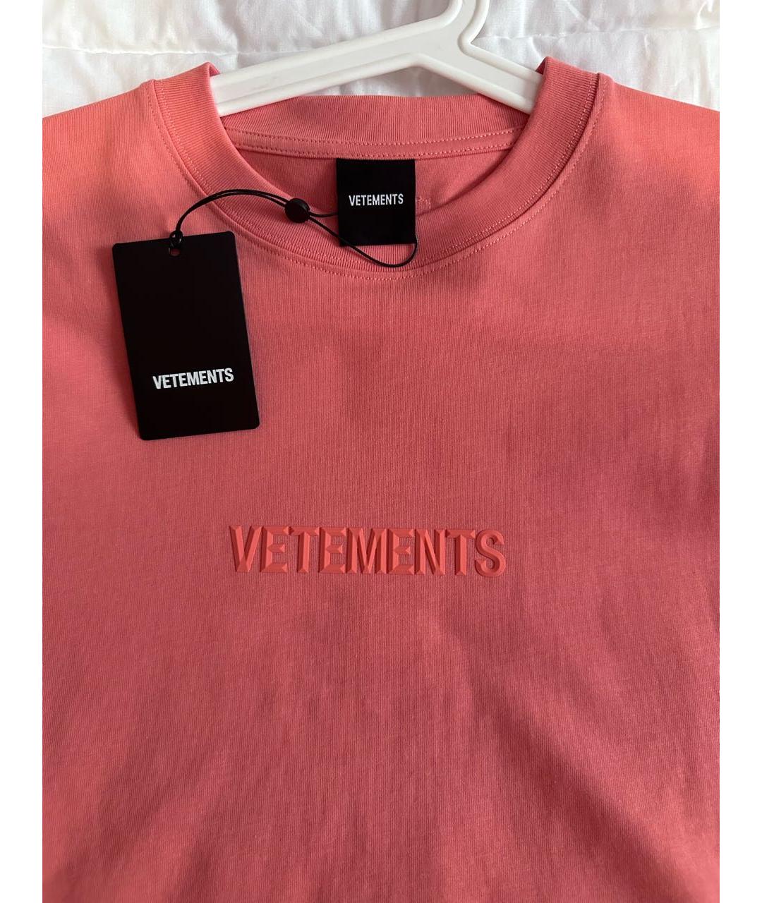 VETEMENTS Коралловая хлопковая футболка, фото 3