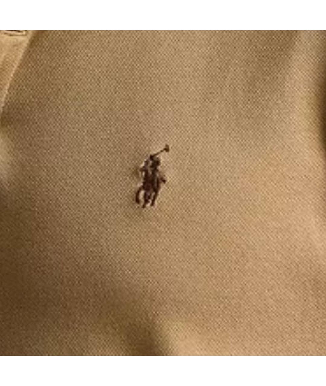 POLO RALPH LAUREN Коричневое хлопковое поло с коротким рукавом, фото 4