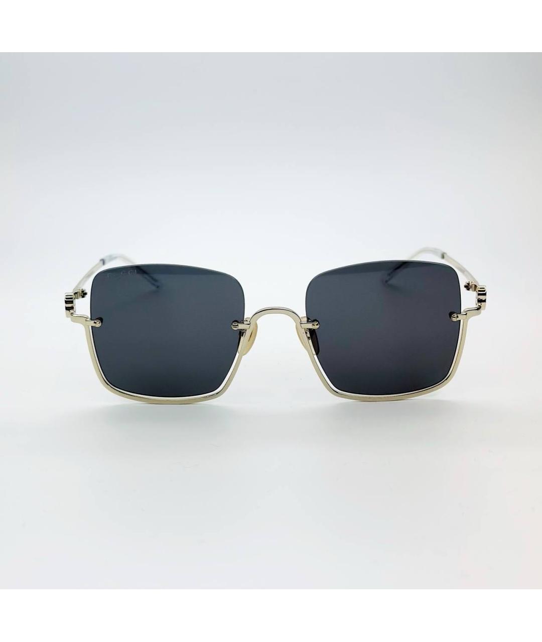 GUCCI Золотые металлические солнцезащитные очки, фото 4