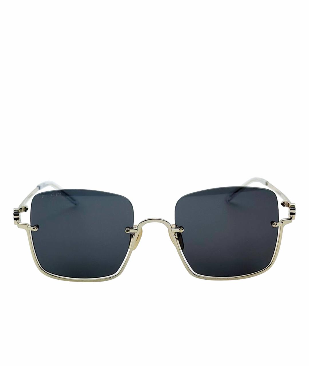 GUCCI Золотые металлические солнцезащитные очки, фото 1
