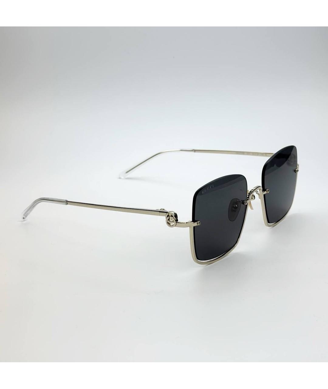 GUCCI Золотые металлические солнцезащитные очки, фото 2