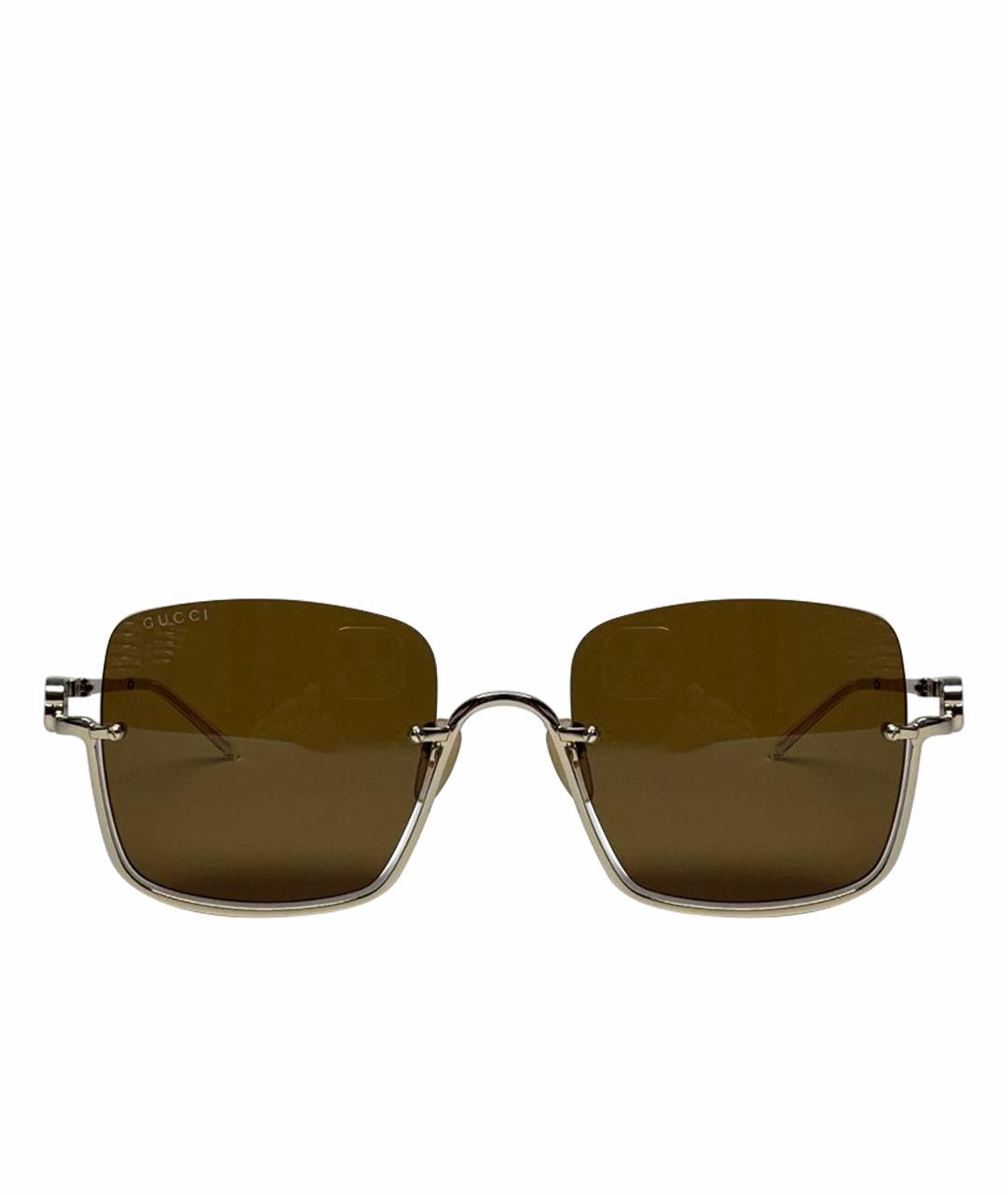 GUCCI Золотые металлические солнцезащитные очки, фото 1