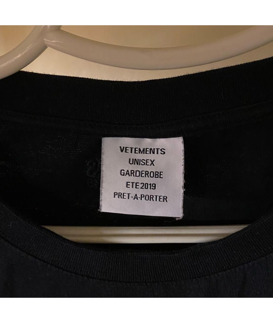 VETEMENTS Черная хлопковая футболка, фото 3