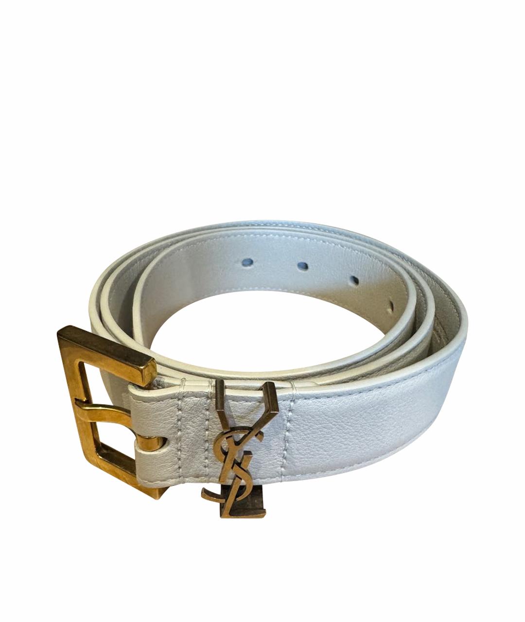 SAINT LAURENT Бежевый кожаный ремень, фото 1