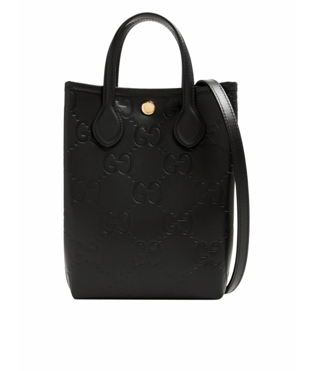 GUCCI Черная кожаная сумка с короткими ручками, фото 1