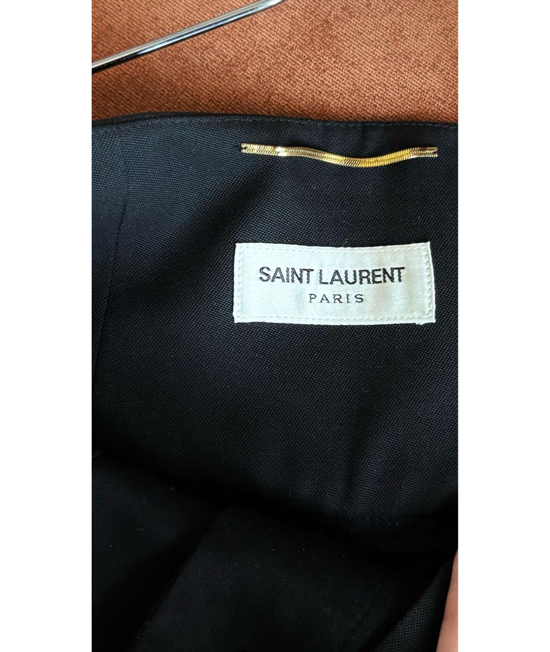 SAINT LAURENT Черные хлопковые прямые брюки, фото 3