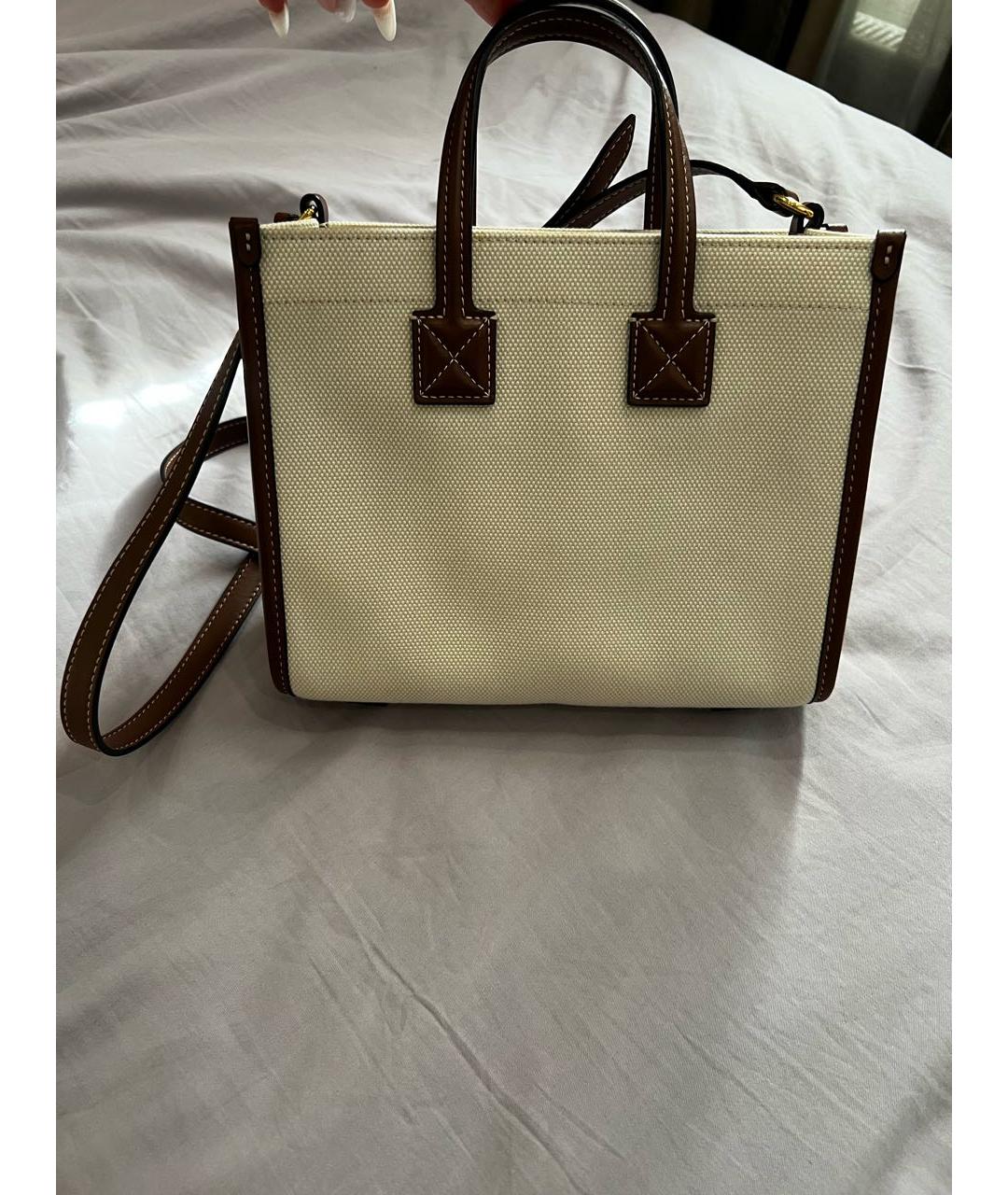 BURBERRY Бежевая хлопковая сумка с короткими ручками, фото 3