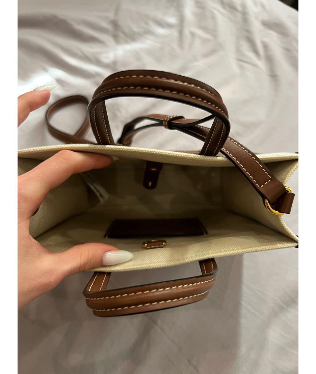BURBERRY Бежевая хлопковая сумка с короткими ручками, фото 4