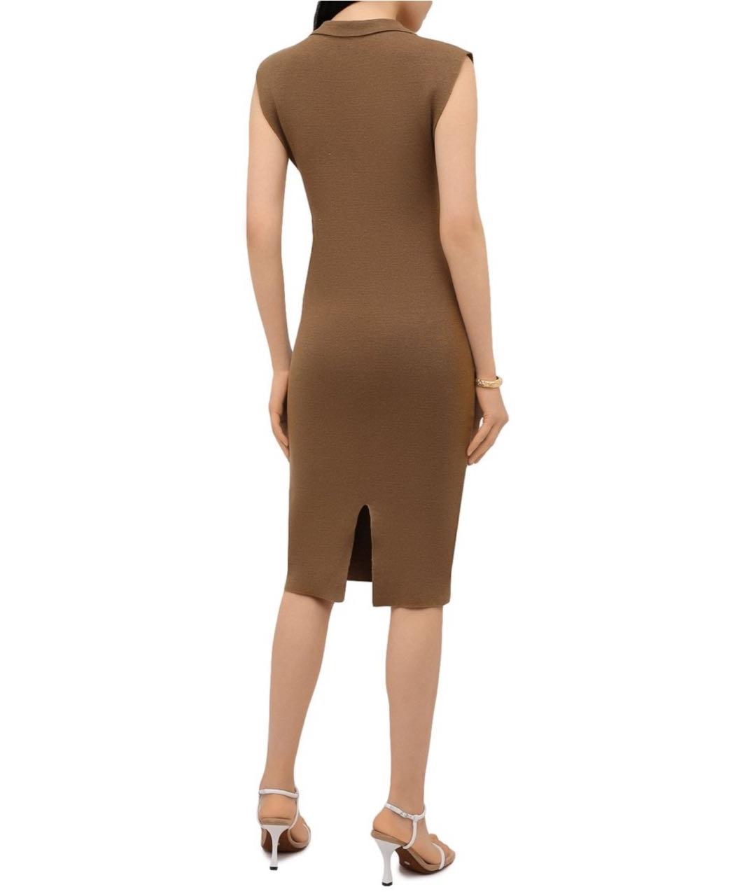JACQUEMUS Коричневое льняное повседневное платье, фото 4
