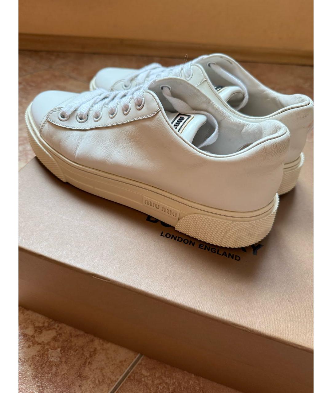 MIU MIU Белые кожаные кеды, фото 5