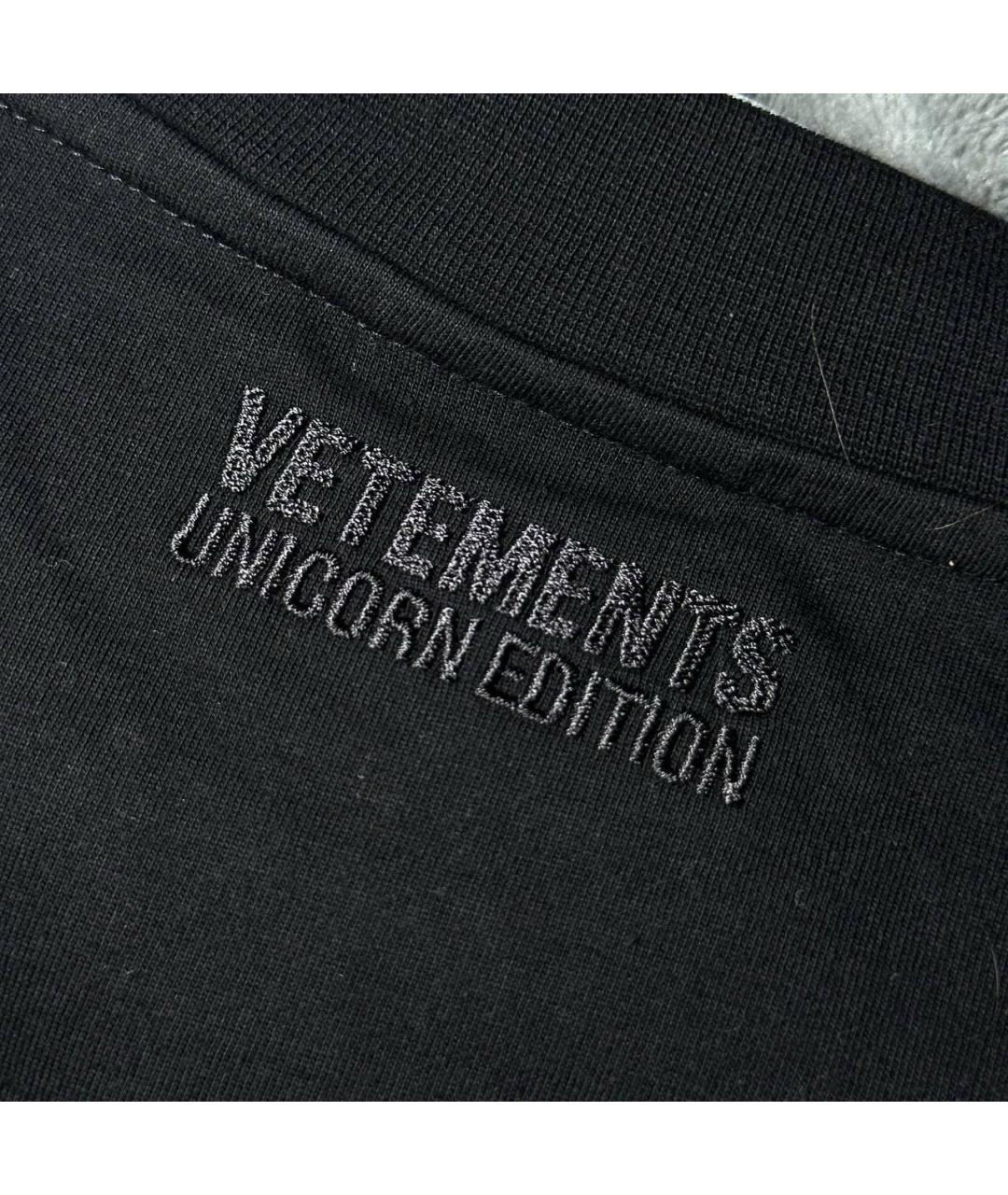 VETEMENTS Черная хлопковая футболка, фото 4