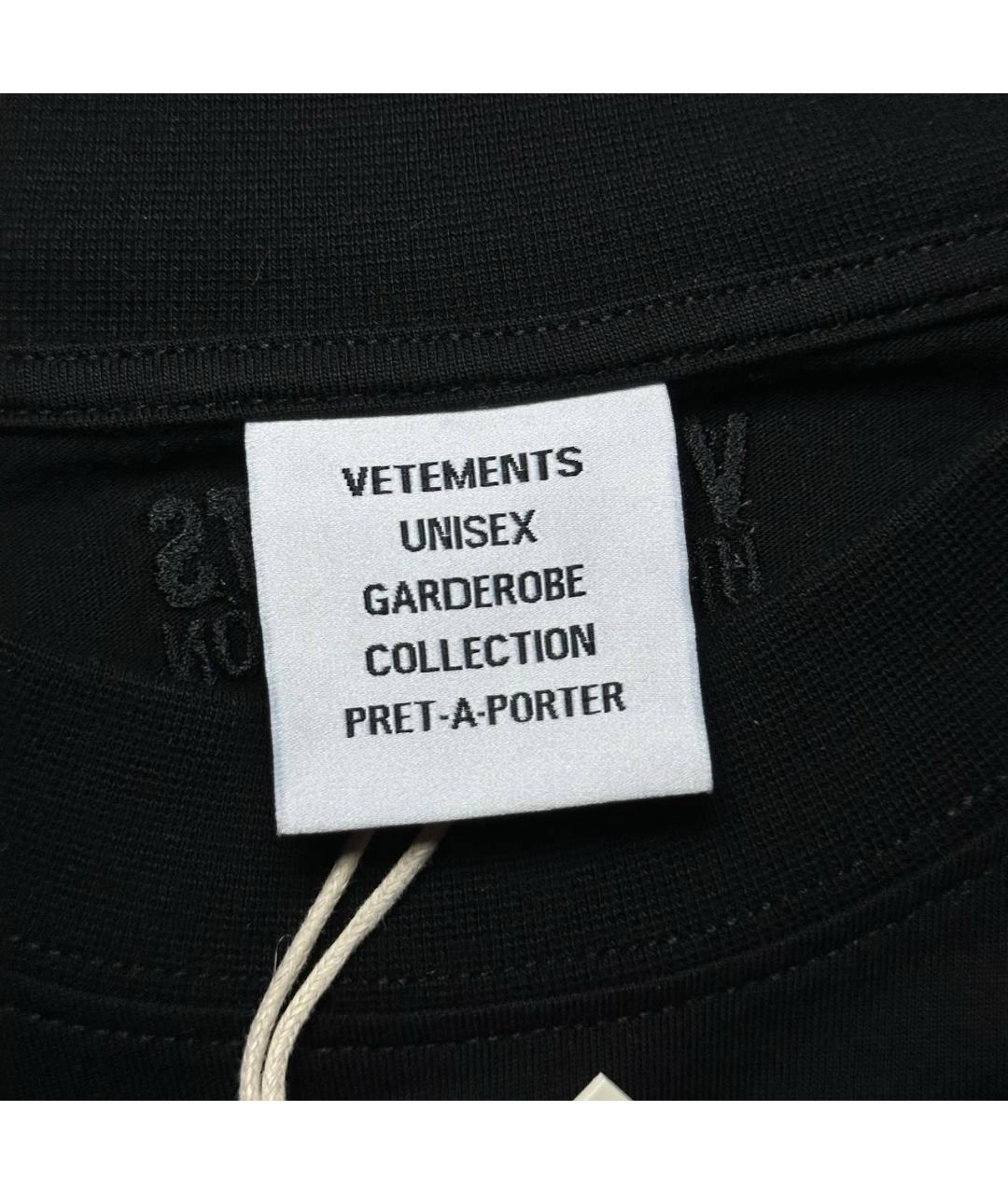 VETEMENTS Черная хлопковая футболка, фото 5