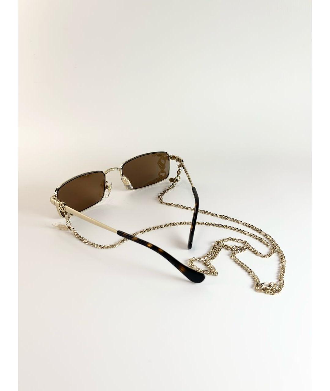 GUCCI Золотые металлические солнцезащитные очки, фото 2