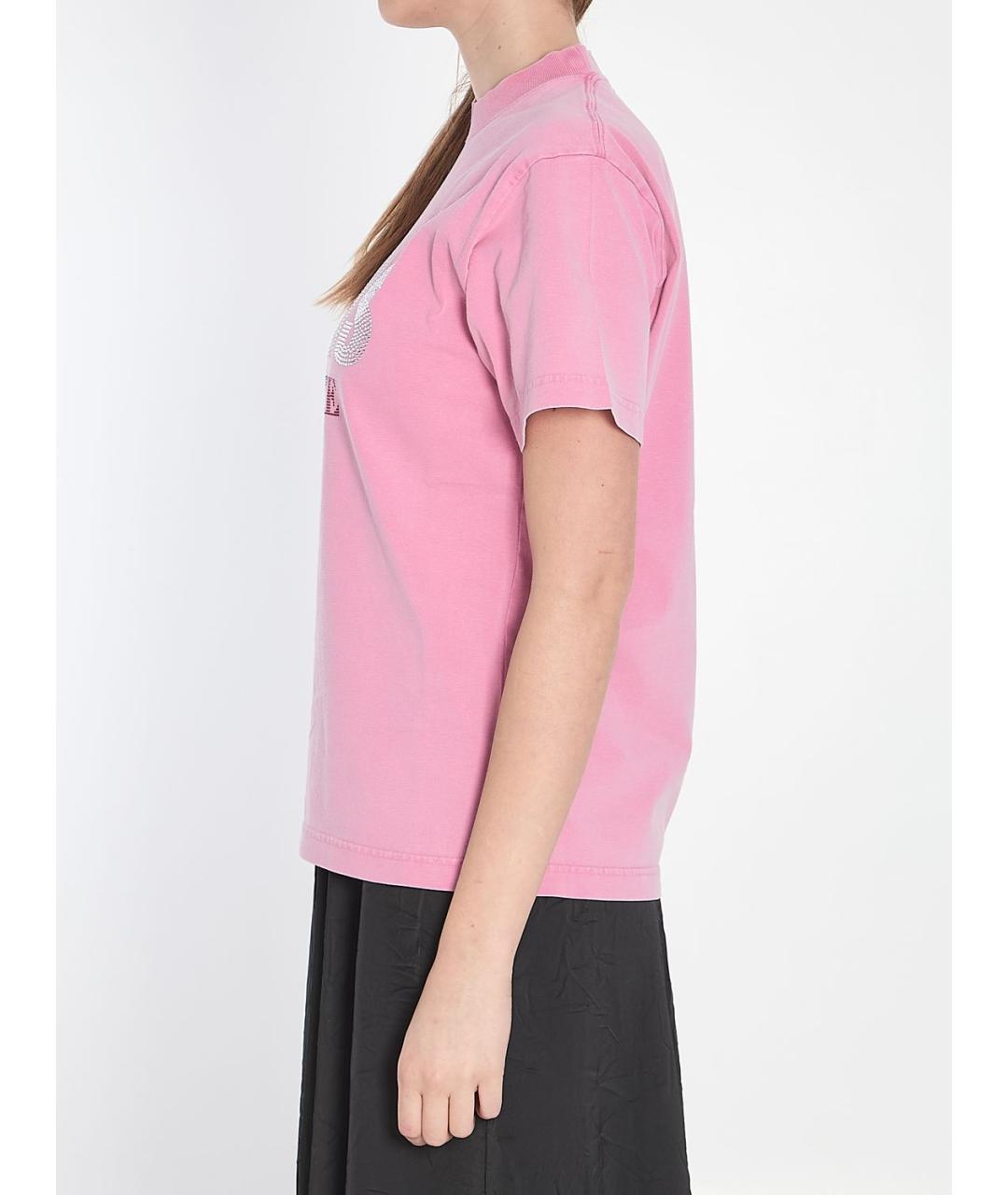 BALENCIAGA Розовая хлопковая футболка, фото 3